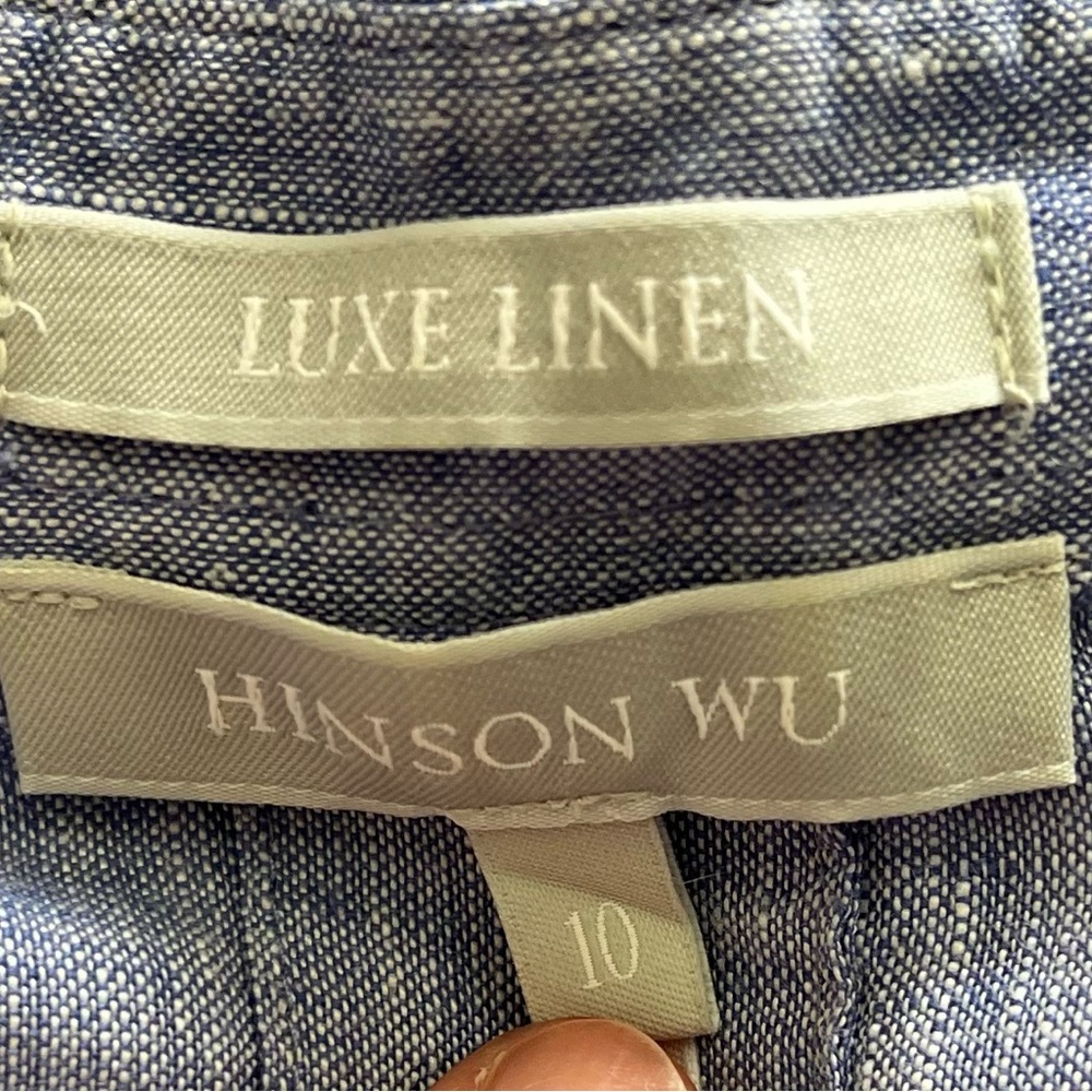 HINSON WU Aileen 3/4 Sleeve Luxe Linen Top With Pockets Size 10 Minimalist - Picture 6 of 10